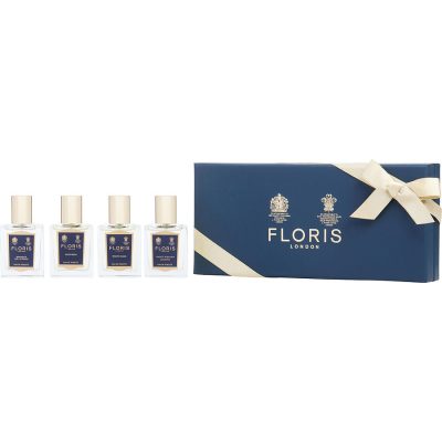 4 Piece Mini Travel Collection With Night Scented Jasmine & White Rose & Chypress & Bouqute De La Reine And All Are Edt Spray 0.5 Oz - Floris Variety By Floris