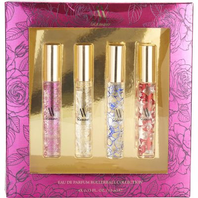 4 Piece Womens Mini Variety With Charming & Enchanting & Passionate & Spirited And All Eau De Parfum Rollerball 0.33 Oz Mini - Av Glamour Variety By Adrienne Vittadini