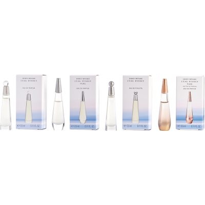 4 Piece Womens Mini Variety With L'Eau D'Issey Edt & L'Eau D'Issey Eau De Parfum & L'Eau D'Issey Pure & L'Eau D'Issey Pure Nectar And All Are 0.11 Oz Minis - L'Eau D'Issey Variety By Issey Miyake