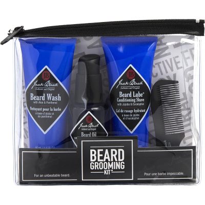 Beard Grooming Kit: Beard Wash 1.5 Oz + Beard Lube Conditioning Shave 1.5 Oz + Beard Oil 1 Oz + Beard Comb--4 Pcs - Jack Black By Jack Black