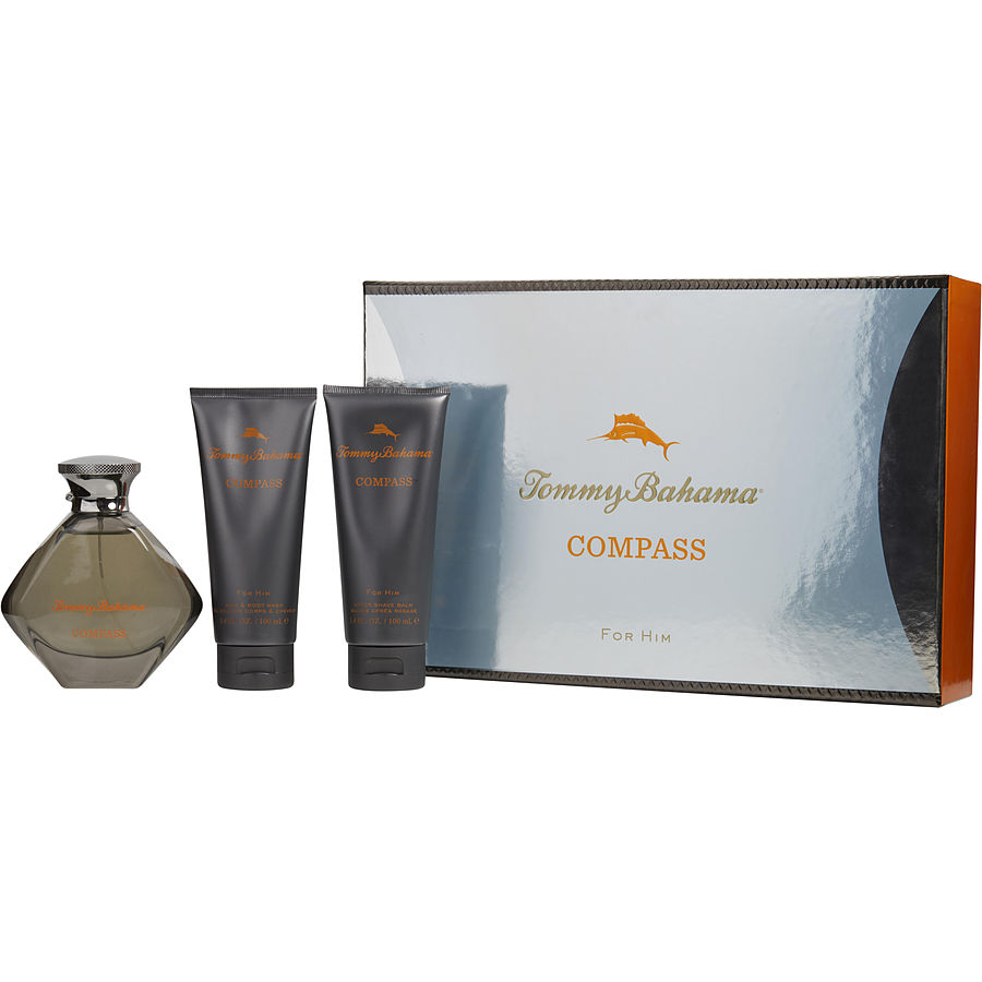 Eau De Cologne Spray 3.4 Oz & Aftershave Balm 3.4 Oz & Hair And Body Wash 3.4 Oz - Tommy Bahama Compass By Tommy Bahama Eau De Cologne Spray 3.4 Oz & Aftershave Balm 3.4 Oz & Hair And Body Wash 3.4 Oz - Tommy Bahama Compass By Tommy Bahama
