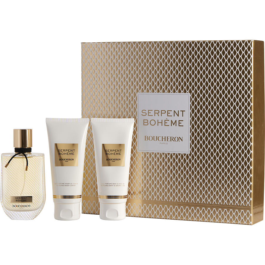 Eau De Parfum Spray 3 Oz & Body Lotion 3.4 Oz & Shower Gel 3.4 Oz - Boucheron Serpent Boheme By Boucheron Eau De Parfum Spray 3 Oz & Body Lotion 3.4 Oz & Shower Gel 3.4 Oz - Boucheron Serpent Boheme By Boucheron