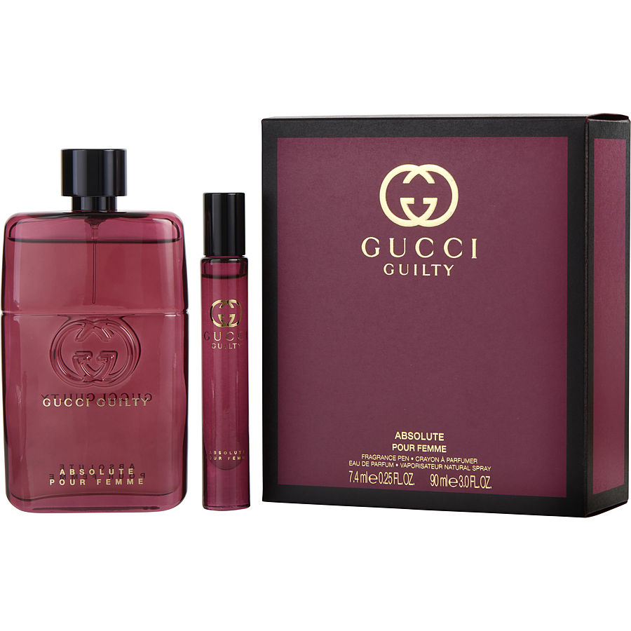 Eau De Parfum Spray 3 Oz & Eau De Parfum Rollerball 0.25 Oz Mini (Travel Offer) - Gucci Guilty Absolute Pour Femme By Gucci Eau De Parfum Spray 3 Oz & Eau De Parfum Rollerball 0.25 Oz Mini (Travel Offer) - Gucci Guilty Absolute Pour Femme By Gucci