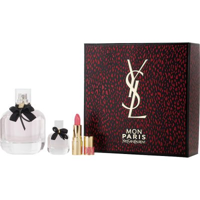 Eau De Parfum Spray 3 Oz & Eau De Parfum Spray 0.25 Oz Mini & Lipstick - Mon Paris Ysl By Yves Saint Laurent