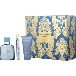 Eau De Parfum Spray 3.3 Oz & Aftershave Balm 1.7 Oz & Eau De Parfum 0.33 Oz - D & G Light Blue Forever By Dolce & Gabbana
