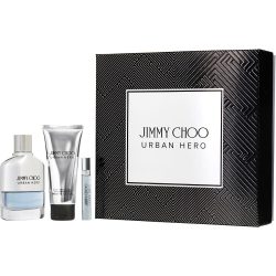 Eau De Parfum Spray 3.3 Oz & Aftershave Balm 3.4 Oz & Eau De Parfum Spray 0.25 Oz - Jimmy Choo Urban Hero By Jimmy Choo