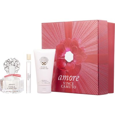 Eau De Parfum Spray 3.4 Oz & Body Cream 5 Oz & Parfum Spray 0.34 Oz Mini - Vince Camuto Amore By Vince Camuto