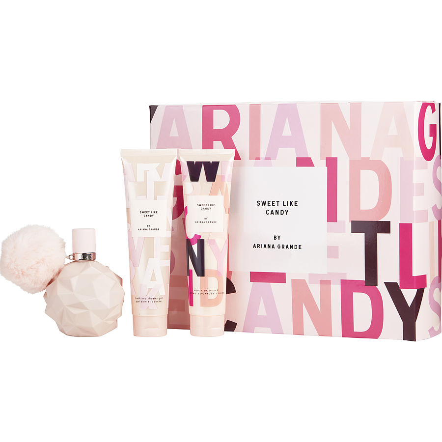 Eau De Parfum Spray 3.4 Oz & Body Souffle 3.4 Oz & Bath And Shower Gel 3.4 Oz - Sweet Like Candy By Ariana Grande By Ariana Grande Eau De Parfum Spray 3.4 Oz & Body Souffle 3.4 Oz & Bath And Shower Gel 3.4 Oz - Sweet Like Candy By Ariana Grande By Ariana Grande