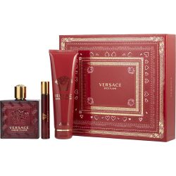Eau De Parfum Spray 3.4 Oz & Shower Gel 5 Oz & Eau De Parfum Travel Spray 0.33 Oz Mini - Versace Eros Flame By Gianni Versace