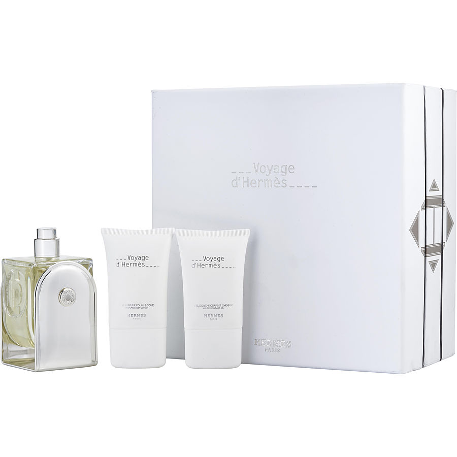 Edt Refillable Spray 3.3 Oz & Body Lotion 1 Oz & All Over Shower Gel 1 Oz - Voyage D'Hermes By Hermes Edt Refillable Spray 3.3 Oz & Body Lotion 1 Oz & All Over Shower Gel 1 Oz - Voyage D'Hermes By Hermes