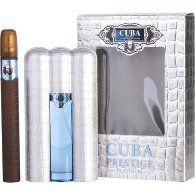 Edt Spray 3 Oz & Edt Spray 1.17 Oz - Cuba Prestige Platinum By Cuba