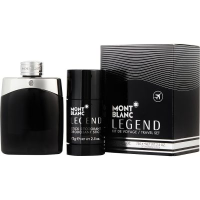 Edt Spray 3.3 Oz & Deodorant Stick 2.5 Oz (Travel Set) - Mont Blanc Legend By Mont Blanc