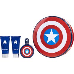 Edt Spray 3.4 Oz & Aftershave Balm 3.4 Oz & Shower Gel 3.4 Oz - Captain America By Marvel