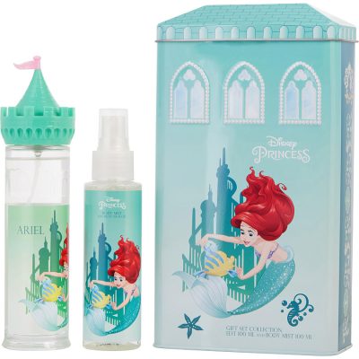 Edt Spray 3.4 Oz (Castle Packaging) & Body Mist 3.4 Oz & Castle Coin Bank - Little Mermaid By Disney