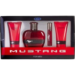 Edt Spray 3.4 Oz & Hair And Body Wash 3.4 Oz & Aftershave Balm 3.4 Oz & Edt Spray 0.5 Oz - Ford Mustang Red By Estee Lauder