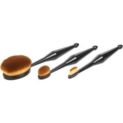 Make Up Oval Brush Set: Small Straight Shaped Brush + Medium Oval Shaped Brush + Large Oval Shaped Brush -- 3Pcs - Qentissi By Qentessi