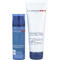 Men'S Skin Essentiels Travel Set: Active Face Wash 125Ml + Super Moisture Gel 50Ml --2Pcs - Clarins By Clarins