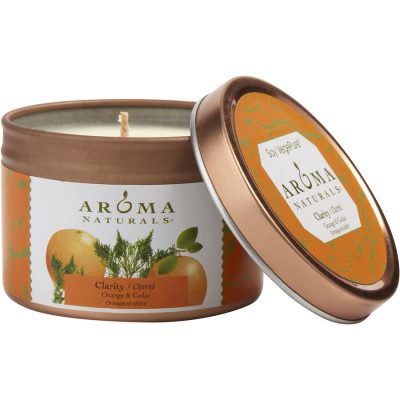 One 2.5X1.75 Inch Tin Soy Aromatherapy Candle. Combines The Essential Oils Of Orange & Cedar. Burns Approx. 15 Hrs. - Clarity Aromatherapy By Clarity Aromatherapy
