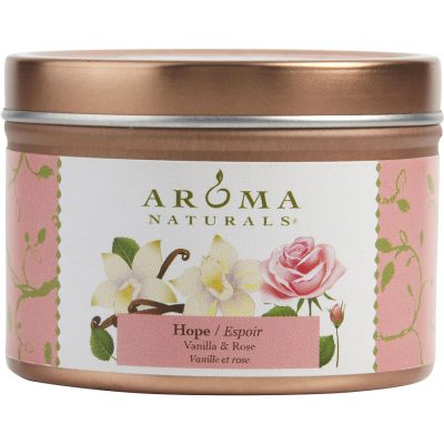One 2.5X1.75 Inch Tin Soy Aromatherapy Candle. Combines The Essential Oils Of Vanilla & Rose. Burns Approx. 15 Hrs. - Hope Aromatherapy By Hope Aromatherapy