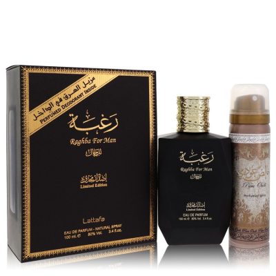 Raghba Cologne By Lattafa Eau De Parfum Spray Plus 1.7 oz Deodorant